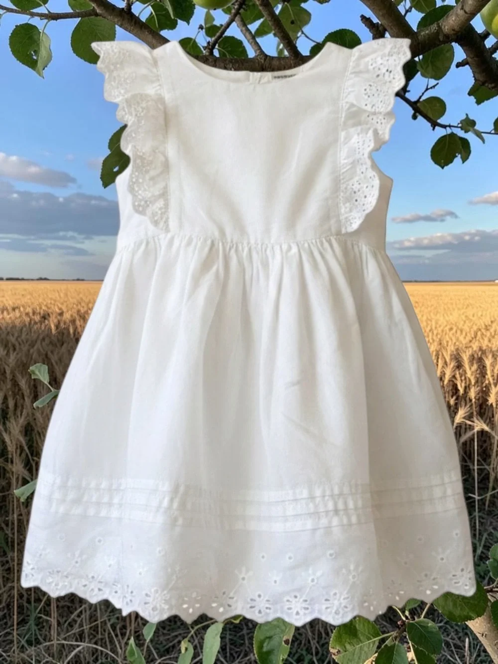 OshKosh B'gosh White Eyelet Ruffle Sleeve Dress